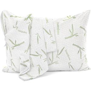 imageUtopia Bedding Bamboo Viscose Waterproof Pillow Protector Zippered 2 Pack Standard  Bed Bug Proof Pillow Encasement 20 x 26 InchesQueen