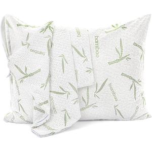 imageUtopia Bedding Bamboo Viscose Waterproof Pillow Protector Zippered 2 Pack Standard  Bed Bug Proof Pillow Encasement 20 x 26 InchesStandard