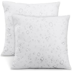 imageUtopia Bedding Outdoor Pillow Inserts 18 x 18 Inches Pack of 2 White Water Resistant Garden Throw Pillows for Patio and Porch Furniture20x20 Inch Pack of 2
