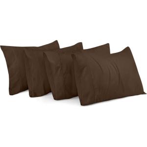 imageUtopia Bedding Queen Pillow Cases  Pack of 4  Envelope Closure  Soft Brushed Microfiber Fabric  Shrinkage and Fade Resistant Pillow Covers Queen Size 20 X 30 Inches Queen WhiteBrown