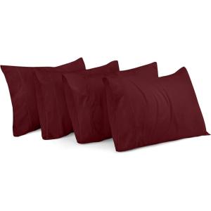 imageUtopia Bedding Queen Pillow Cases  Pack of 4  Envelope Closure  Soft Brushed Microfiber Fabric  Shrinkage and Fade Resistant Pillow Covers Queen Size 20 X 30 Inches Queen WhiteBurgundy