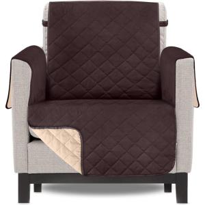 imageUtopia Bedding Reversible Loveseat Couch Cover Water Resistant Slipcover Furniture Protector with Foam Sticks and Elastic Straps for Kids Dogs Pets 2 Seater GreyLight GreyChocolateBeige
