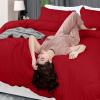 imageUtopia Bedding Duvet Cover King Size  1 Duvet Cover with 2 Pillow Shams  3 Pieces Bedding Duvet Cover with Zipper Closure  Soft Brushed Microfiber 104 X 90 Inches King NavyRed