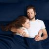 imageUtopia Bedding Queen Sheet Set  Jersey Knit Sheets 4 Piece  Cotton  Soft TShirt Stretchy Sheets  Heather Light GreyNavy