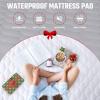 imageUtopia Bedding Waterproof Mattress Protector Queen Mattress Pad Quilted Fitted Cover Stretches up to 16 Inches Deep WhiteNavy