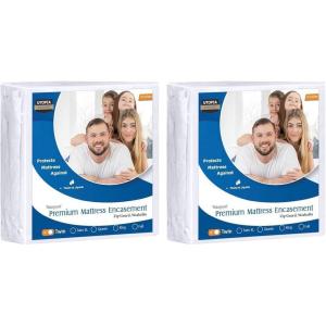 imageUtopia Bedding Premium Waterproof Bed Bug Mattress Cover Twin Zippered Mattress Protector 12 Inches Deep Dust Mite Proof 6Sided Mattress Encasement for BedTwin Pack of 2
