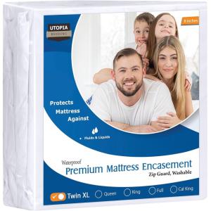 imageUtopia Bedding Premium Waterproof Bed Bug Mattress Cover Twin Zippered Mattress Protector 12 Inches Deep Dust Mite Proof 6Sided Mattress Encasement for BedTwin XL Pack of 1