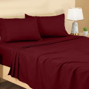 imageUtopia Bedding Queen Sheet Set  Brushed Microfiber  Soft Bed Sheets for Queen Size Bed Set  Includes 1 Fitted 1 Flat ampamp 2 Pillow Cases  Deep Pocket Grey07  Burgundy