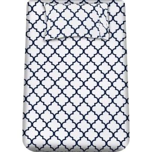 imageUtopia Bedding Queen Sheet Set  Brushed Microfiber  Soft Bed Sheets for Queen Size Bed Set  Includes 1 Fitted 1 Flat ampamp 2 Pillow Cases  Deep Pocket GreyPrint  Quatrefoil White