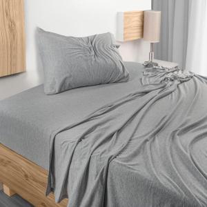 imageUtopia Bedding Queen Sheet Set  Jersey Knit Sheets 4 Piece  Cotton  Soft TShirt Stretchy Sheets  Heather Light GreyLight Grey