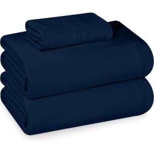 imageUtopia Bedding Queen Sheet Set  Jersey Knit Sheets 4 Piece  Cotton  Soft TShirt Stretchy Sheets  Heather Light GreyNavy