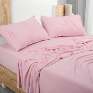 imageUtopia Bedding Queen Sheet Set  Jersey Knit Sheets 4 Piece  Cotton  Soft TShirt Stretchy Sheets  Heather Light GreyPink