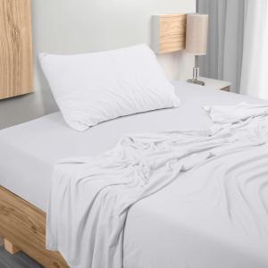 imageUtopia Bedding Queen Sheet Set  Jersey Knit Sheets 4 Piece  Cotton  Soft TShirt Stretchy Sheets  Heather Light GreyWhite