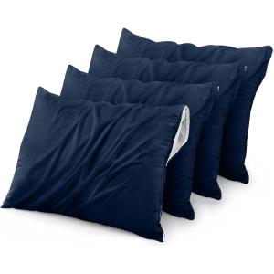 imageUtopia Bedding Waterproof Queen Size Pillow Protectors Zippered 4 Pack White Dust Mite and Bed Bug Proof Pillow case Protectors Moisture Wicking Pillow Encasement Covers 20 x 28 InchesNavy Blue