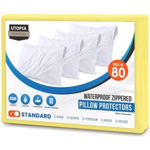 imageUtopia Bedding Waterproof Queen Size Pillow Protectors Zippered 4 Pack White Dust Mite and Bed Bug Proof Pillow case Protectors Moisture Wicking Pillow Encasement Covers 20 x 28 InchesYellow