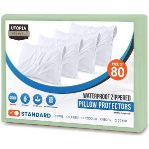 imageUtopia Bedding Waterproof Queen Size Pillow Protectors Zippered 4 Pack White Dust Mite and Bed Bug Proof Pillow case Protectors Moisture Wicking Pillow Encasement Covers 20 x 28 InchesSage