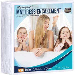 imageUtopia Bedding Zippered Mattress Encasement Queen 100 Waterproof Bed Bug and Dust Mite Proof Mattress Protector Absorbent SixSided Mattress Cover1