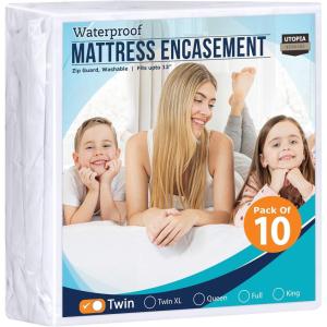 imageUtopia Bedding Zippered Mattress Encasement Queen 100 Waterproof Bed Bug and Dust Mite Proof Mattress Protector Absorbent SixSided Mattress Cover10