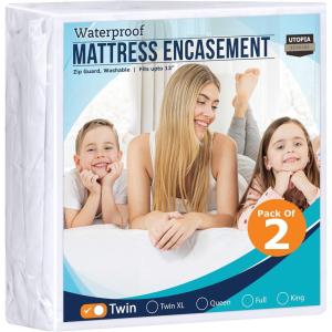 imageUtopia Bedding Zippered Mattress Encasement Queen 100 Waterproof Bed Bug and Dust Mite Proof Mattress Protector Absorbent SixSided Mattress Cover2