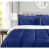 imageUtopia Bedding Micromink Sherpa Fleece King Comforter Set with 2 Pillow Shams Plush and Warm Bedding Comforter Sets Down Alternative Comforter Ultra Soft Cozy Comforter Set King Navy Pack of 2
