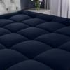 imageUtopia Bedding Queen Mattress Pad Quilted Fitted Premium Mattress Protector Deep Pocket Cover Stretches up to 16 Inches Fluffy Pillow Topper 60x80 Inches WhiteNavy