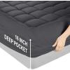 imageUtopia Bedding Queen Mattress Pad Quilted Fitted Premium Mattress Protector Deep Pocket Cover Stretches up to 16 Inches Fluffy Pillow Topper 60x80 Inches WhiteGrey