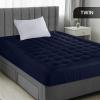 imageUtopia Bedding Queen Mattress Pad Quilted Fitted Premium Mattress Protector Deep Pocket Cover Stretches up to 16 Inches Fluffy Pillow Topper 60x80 Inches WhiteNavy