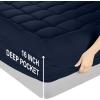 imageUtopia Bedding Queen Mattress Pad Quilted Fitted Premium Mattress Protector Deep Pocket Cover Stretches up to 16 Inches Fluffy Pillow Topper 60x80 Inches WhiteNavy