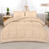 imageUtopia Bedding Queen Size Comforter Set with 2 Pillow Shams Bedding Comforter Sets Down Alternative White Comforters Soft and Comfortable Machine Washable Pack of 4Beige
