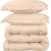 imageUtopia Bedding Queen Size Comforter Set with 2 Pillow Shams Bedding Comforter Sets Down Alternative White Comforters Soft and Comfortable Machine Washable Pack of 4Beige