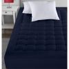 imageUtopia Bedding Queen Mattress Pad Quilted Fitted Premium Mattress Protector Deep Pocket Cover Stretches up to 16 Inches Fluffy Pillow Topper 60x80 Inches WhiteNavy