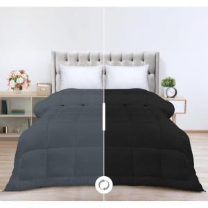 imageUtopia Bedding All Season Down Alternative Quilted Queen Comforter Duvet Insert with Corner Tabs Machine Washable Bed Comforter WhiteBlackGrey