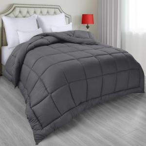 imageUtopia Bedding All Season Down Alternative Quilted Queen Comforter Duvet Insert with Corner Tabs Machine Washable Bed Comforter WhiteGrey
