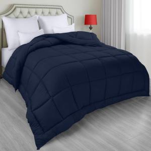 imageUtopia Bedding All Season Down Alternative Quilted Queen Comforter Duvet Insert with Corner Tabs Machine Washable Bed Comforter WhiteNavy
