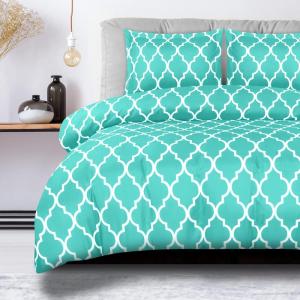 imageUtopia Bedding Duvet Cover Queen Size  1 Duvet Cover with 2 Pillow Shams 3 Pieces Comforter Cover with Zipper Closure  Ultra Soft Brushed Microfiber 90 X 90 Inches Queen Quatrefoil AquaQuarterfoil Aqua