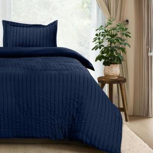 imageUtopia Bedding Duvet Cover Queen Size  1 Duvet Cover with 2 Pillow Shams 3 Pieces Comforter Cover with Zipper Closure  Ultra Soft Brushed Microfiber 90 X 90 Inches Queen Quatrefoil AquaSeer Sucker Navy