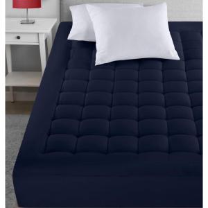 imageUtopia Bedding Queen Mattress Pad Quilted Fitted Premium Mattress Protector Deep Pocket Cover Stretches up to 16 Inches Fluffy Pillow Topper 60x80 Inches WhiteNavy