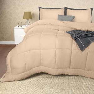imageUtopia Bedding Queen Size Comforter Set with 2 Pillow Shams Bedding Comforter Sets Down Alternative White Comforters Soft and Comfortable Machine Washable Pack of 4Beige