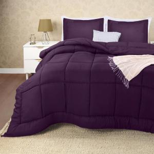 imageUtopia Bedding Queen Size Comforter Set with 2 Pillow Shams Bedding Comforter Sets Down Alternative White Comforters Soft and Comfortable Machine Washable Pack of 4Plum