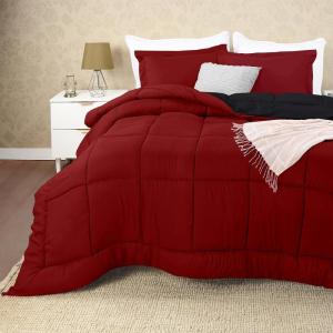 imageUtopia Bedding Queen Size Comforter Set with 2 Pillow Shams Bedding Comforter Sets Down Alternative White Comforters Soft and Comfortable Machine Washable Pack of 4BlackRed