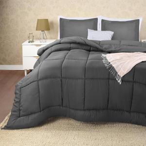 imageUtopia Bedding Queen Size Comforter Set with 2 Pillow Shams Bedding Comforter Sets Down Alternative White Comforters Soft and Comfortable Machine Washable Pack of 4Grey