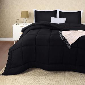 imageUtopia Bedding Queen Size Comforter Set with 2 Pillow Shams Bedding Comforter Sets Down Alternative White Comforters Soft and Comfortable Machine Washable Pack of 4Black