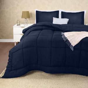 imageUtopia Bedding Queen Size Comforter Set with 2 Pillow Shams Bedding Comforter Sets Down Alternative White Comforters Soft and Comfortable Machine Washable Pack of 4Navy