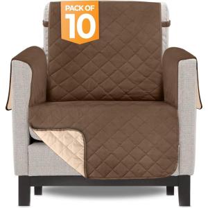 imageUtopia Bedding Reversible Oversized Sofa Couch Cover Water Resistant Slipcover Furniture Protector with Foam Sticks and Elastic Straps for Kids Dogs Pets 35 Seater GrayLight GrayBrownBeige