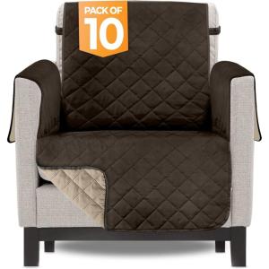 imageUtopia Bedding Reversible Oversized Sofa Couch Cover Water Resistant Slipcover Furniture Protector with Foam Sticks and Elastic Straps for Kids Dogs Pets 35 Seater GrayLight GrayChocolateBeige