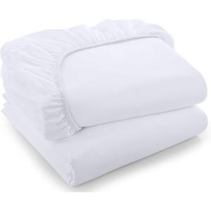 imageUtopia Bedding Twin Fitted Sheets  Bulk Pack of 2 Bottom Sheets  Soft Brushed Microfiber  Deep Pockets  Shrinkage ampamp Fade Resistant  Easy Care Twin White