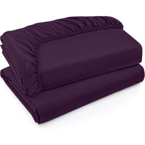imageUtopia Bedding Twin Fitted Sheets  Bulk Pack of 2 Bottom Sheets  Soft Brushed Microfiber  Deep Pockets  Shrinkage ampamp Fade Resistant  Easy Care Twin BeigePurple