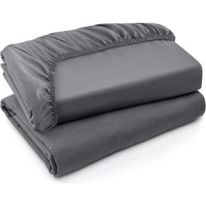 imageUtopia Bedding Twin Fitted Sheets  Bulk Pack of 2 Bottom Sheets  Soft Brushed Microfiber  Deep Pockets  Shrinkage ampamp Fade Resistant  Easy Care Twin BeigeGrey