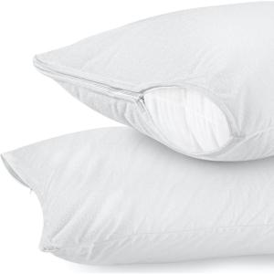 imageUtopia Bedding Waterproof Pillow Protectors with Zipper Standard Size 2 Pack Terry Pillow Covers Bed Bug and Dust Mite ProofWhite