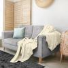imageUtopia Bedding Sky Blue 100 Cotton Blanket Queen Size  90x90 Inch 350GSM Lightweight Soft and Breathable Thermal Blanket for All SeasonsIvory